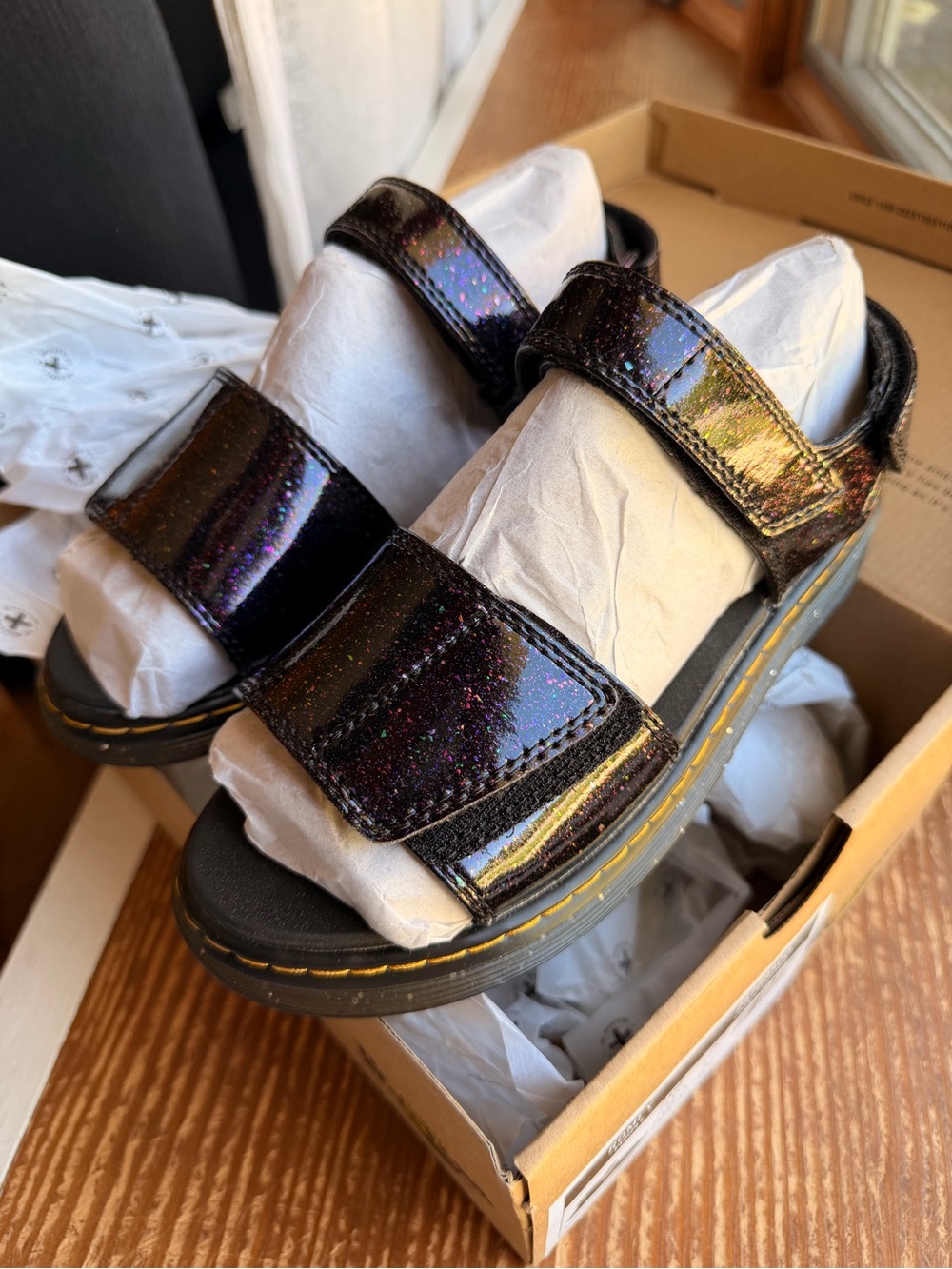 Doc Martin Purple Glitter Sandals